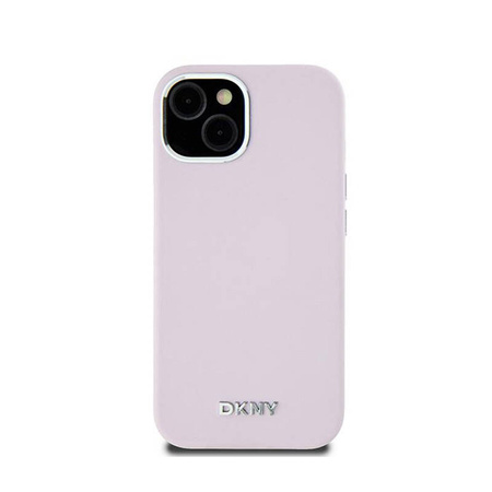 DKNY Liquid Silicone Small Metal Logo MagSafe - Etui iPhone 15 Plus / 14 Plus (różowy) (DKHMP15MSMCHLP)