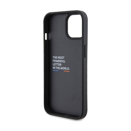 BMW Leather Carbon Blue Line - Etui iPhone 15 (czarny) (BMHCP15S22NBCK)