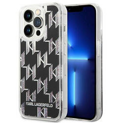 Karl Lagerfeld Monogram Liquid Glitter - Etui iPhone 14 Pro (czarny) (KLHCP14LLMNMK)
