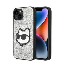 Karl Lagerfeld NFT Glitter Choupette Patch - Etui iPhone 14 (srebrny) (KLHCP14SG2CPS)