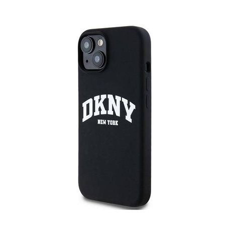DKNY Liquid Silicone White Printed Logo MagSafe - Etui iPhone 15 Plus / 14 Plus (czarny) (DKHMP15MSNYACH)