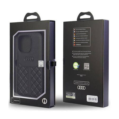 Audi Genuine Leather - Etui iPhone 13 Pro (Czarny) (AU-TPUPCIP13P-Q8/D1-BK)