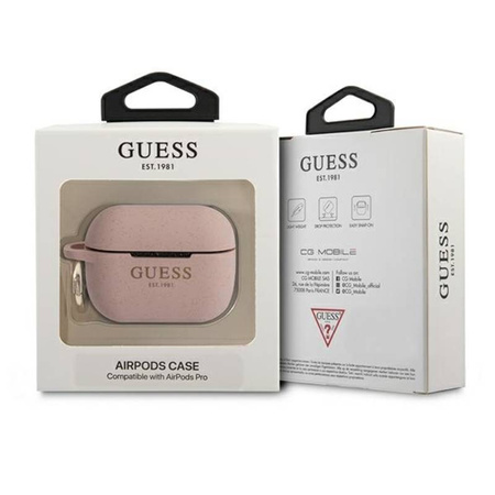 Guess Silicone Glitter Case Est – Etui Airpods Pro (różowy) (GUAPSGGEP)
