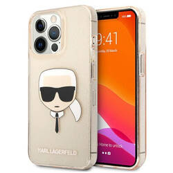 Karl Lagerfeld Karl’s Head Glitter - Etui iPhone 13 Pro (złoty) (KLHCP13LKHTUGLGO)