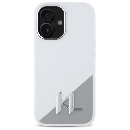 Karl Lagerfeld Silicone Shadow Metal Initial MagSafe - Etui iPhone 16 (biały) (KLHMP16SSCMKMPCH)