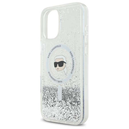 Karl Lagerfeld Liquid Glitter Karl Head MagSafe - Etui iPhone 16 Plus (przezroczysty) (KLHMP16MLGKISGH)