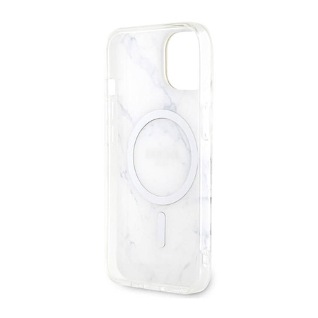 Guess Marble MagSafe - Etui iPhone 14 Plus (Biały) (GUHMP14MPCUMAH)