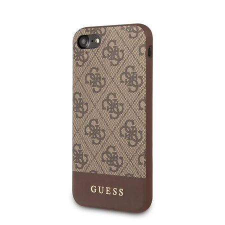 Guess 4G Bottom Stripe Collection - Etui iPhone SE 2020 / 8 / 7 (brązowy) (GUHCI8G4GLBR)
