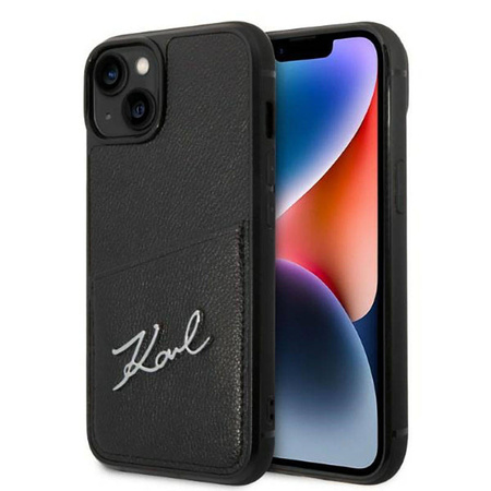 Karl Lagerfeld Signature Logo Cardslot - Etui iPhone 14 Plus (czarny) (KLHCP14MCSSK)