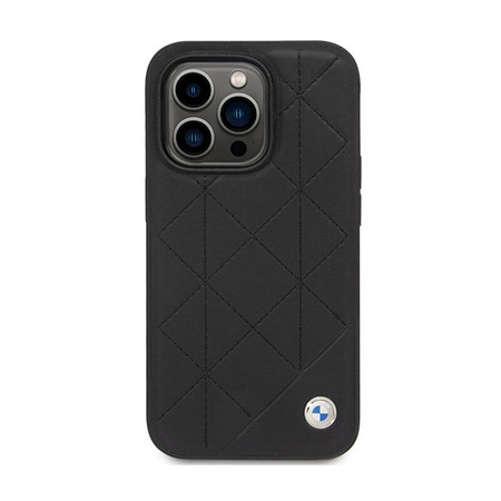 BMW Leather Quilted - Etui iPhone 14 Pro (czarny) (BMHCP14L22RQDK)