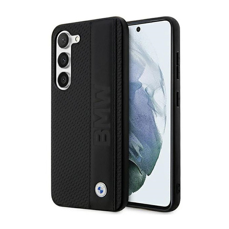 BMW Leather Textured & Stripe - Etui Samsung Galaxy S23 (czarny) (BMHCS23S22RDPK)
