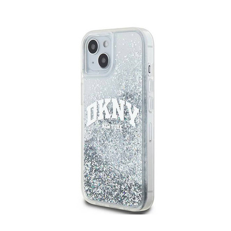 DKNY Liquid Glitter Big Logo - Etui iPhone 15 / 14 / 13 (biały) (DKHCP15SLBNAET)