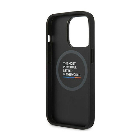 BMW Leather Hot Stamp Tricolor MagSafe – Etui iPhone 14 Pro Max (Czarny) (BMHMP14X22PTDK)