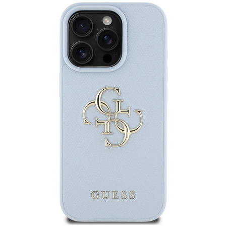 Guess Grained Big 4G Logo Small Classic Logo - Etui do iPhone 16 Pro Max (niebieski) (GUHCP16XPGT4MBB)