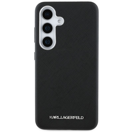 Karl Lagerfeld Saffiano Full Wrapped Elongated Metal Logo MagSafe - Etui do Samsung Galaxy S25+ (czarny) (KLHMS25MPSAFWMCK)