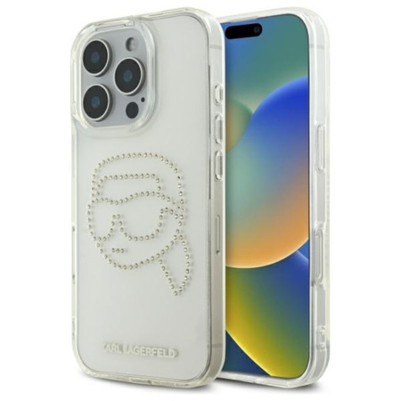 Karl Lagerfeld IML Rhinestones Karl Head - Etui do iPhone 16 Pro Max (przezroczysty) (KLHCP16XHKHDCELT)