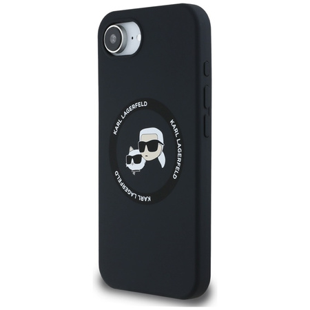 Karl Lagerfeld Silicone Karl & Choupette Heads MagSafe - Etui do iPhone 16e (czarny) (KLHMPSE4SKCHTCK)