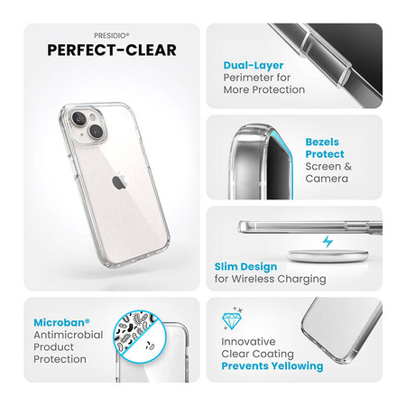 Speck Presidio Perfect-Clear - Etui iPhone 16e / iPhone 15 / iPhone 14 / iPhone 13 (Clear) (150440-5085)