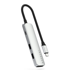 Satechi 4-in-1 USB-C Slim Multiport Adapter 4K - aluminiowy adapter do urządzeń mobilnych USB-C (USB-C, 4K HDMI, 2x USB-A) (silver) (ST-P4SS)