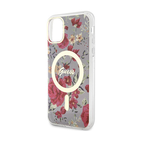 Guess Flower MagSafe - Etui iPhone 11 (Zielony) (GUHMN61HCFWSA)