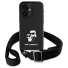 Karl Lagerfeld Saffiano Karl & Choupette Metal Pin CBDY Strap - Etui iPhone 16 (czarny) (KLHCP16SSAKCPBK)