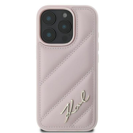 Karl Lagerfeld Quilted Signature - Etui iPhone 16 Pro Max (różowy) (KLHCP16XPQDSMGP)