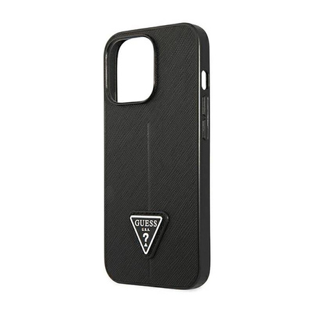 Guess Saffiano Triangle Logo Case – Etui iPhone 14 Pro (czarny) (GUHCP14LPSATLK)