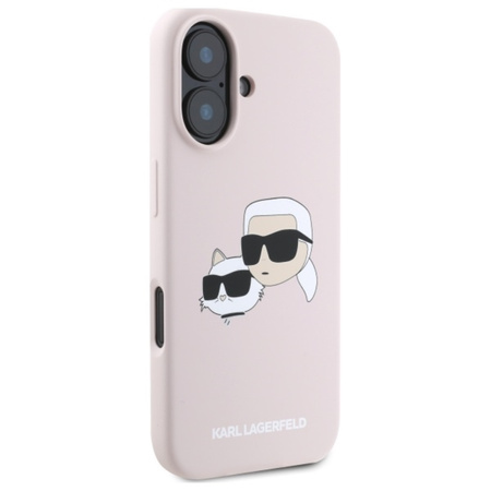 Karl Lagerfeld Silicone Double Heads Print MagSafe - Etui iPhone 16 (różowy) (KLHMP16SSKCHPPLP)