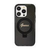 Guess Ring Stand Script Glitter MagSafe - Etui iPhone 15 Pro (czarny) (GUHMP15LHRSGSK)