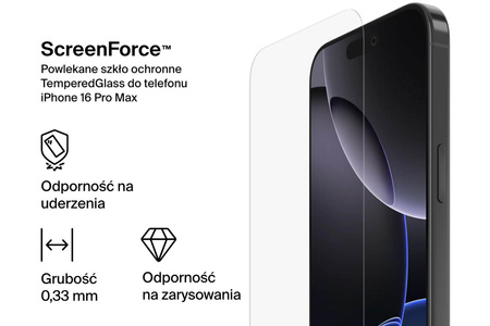 Belkin Szkło na iPhone 16 Pro Max, Tempered Glass, z aplikatorem (OVA160HQ)