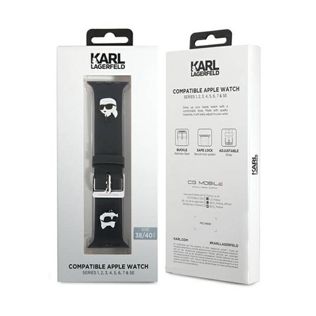 Karl Lagerfeld 3D Rubber Karl & Choupette Heads NFT - Pasek do Apple Watch 38/40/41 mm (czarny) (KLAWMSLKCNK)
