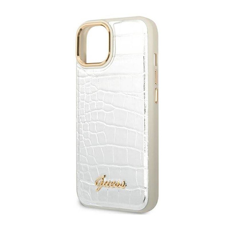 Guess Croco Collection – Etui iPhone 14 Plus (srebrny) (GUHCP14MHGCRHS)