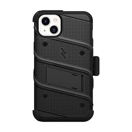 ZIZO BOLT Series - Pancerne etui iPhone 14 Plus ze szkłem 9H na ekran + uchwyt z podstawką (czarny) (BOLT-IPH14MAX-BKBK)
