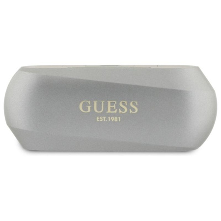 Guess Elongated Metalic Printed Logo - Słuchawki Bluetooth TWS + etui ładujące (szary) (GUTWSC2MCDSE)