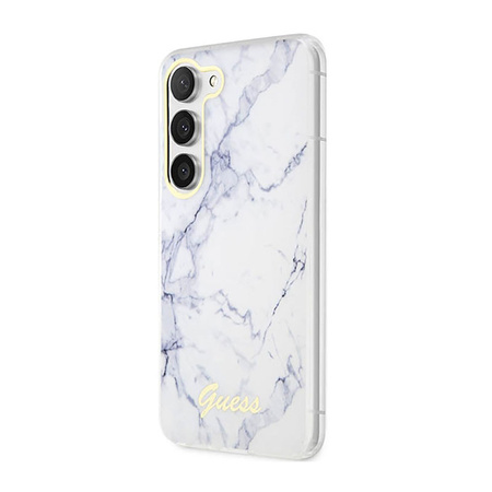 Guess Marble Collection - Etui Samsung Galaxy S23 (biały) (GUHCS23SPCUMAH)