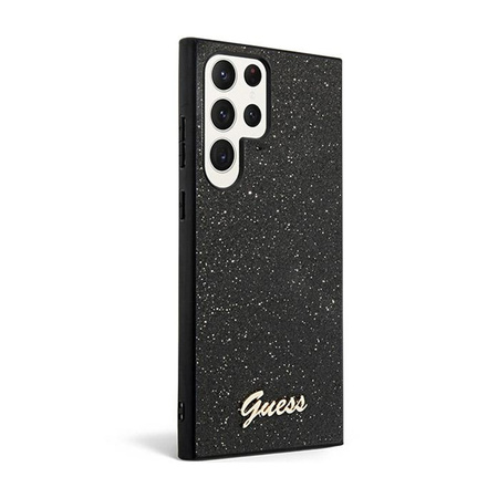 Guess Glitter Flakes Metal Logo Case - Etui Samsung Galaxy S24 Ultra (czarny) (GUHCS24LHGGSHK)