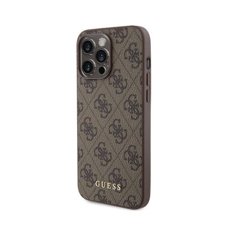Guess 4G Metal Gold Logo - Etui iPhone 15 Pro Max (brązowy) (GUHCP15XG4GFBR)