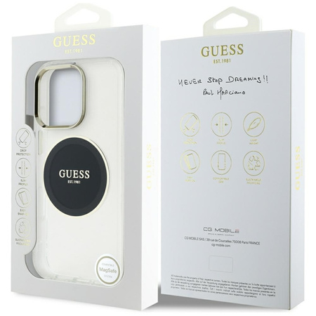 Guess IML Metal Colored Circle Classic Logo MagSafe - Etui do iPhone 16 Pro Max (czarny) (GUHMP16XHTDRCEDK)
