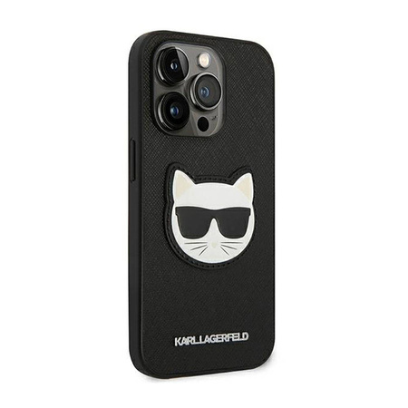 Karl Lagerfeld Saffiano Choupette Head Patch Case - Etui iPhone 14 Pro Max (czarny) (KLHCP14XSAPCHK)