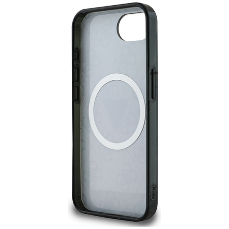 Guess IML Metal Glitter 4G Circle Triangle MagSafe - Etui do iPhone 16e (czarny) (GUHMPSE4HG4PRTGK)