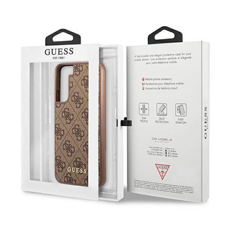 Guess 4G Metal Logo - Etui Samsung Galaxy S23 (brązowy) (GUHCS23SG4GFBR)