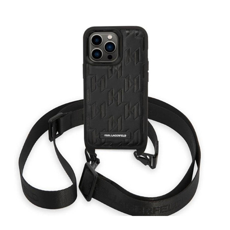 Karl Lagerfeld Monogram Plaque Logo Strap - Etui iPhone 14 Pro (czarny) (KLHCP14LSTMMK)