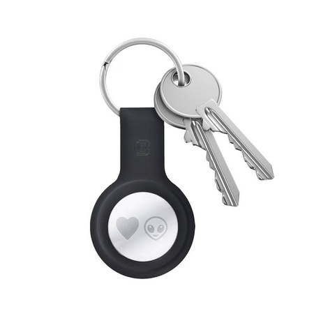 Crong Silicone Case with Key Ring – Etui ochronne brelok do Apple AirTag (czarny) (CRG-ATS-BLK)