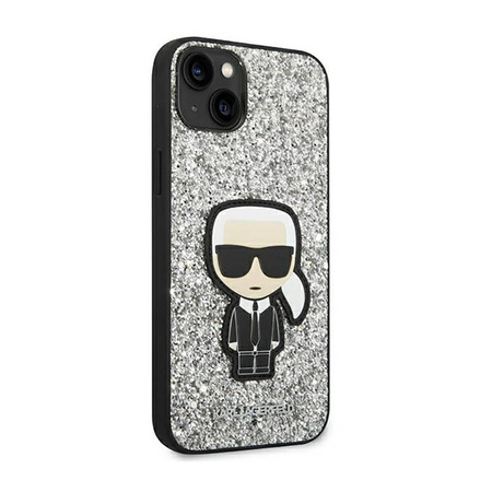 Karl Lagerfeld Glitter Flakes Ikonik - Etui iPhone 14 Plus (srebrny) (KLHCP14MGFKPG)