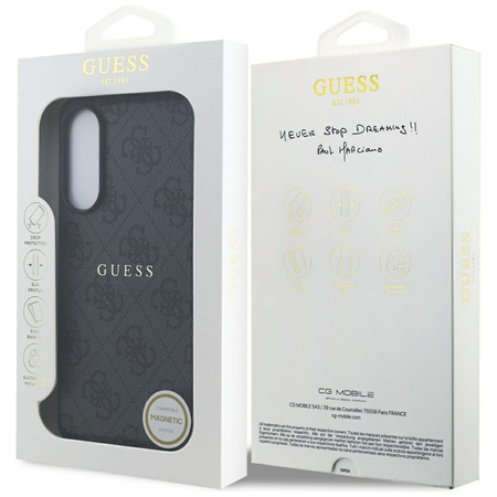 Guess 4G Ring Classic Logo MagSafe - Etui Samsung Galaxy S25 Edge (czarny) (GUHMS25EG4GFRK)