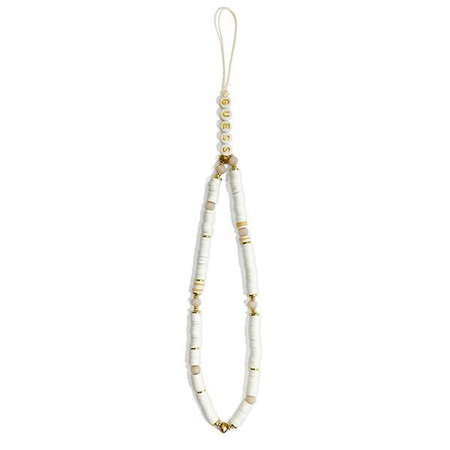 Guess Phone Strap Beads Heishi - Zawieszka do telefonu 25 cm (White) (GUSTPEARW)