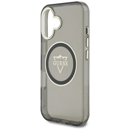 Guess IML Metal Mountain Logo MagSafe - Etui do iPhone 16 (czarny) (GUHMP16SHFGTMSLSK)