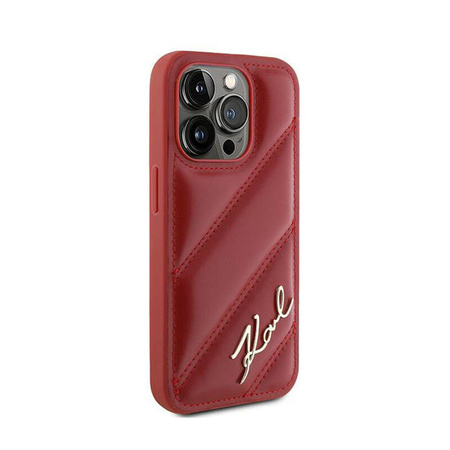 Karl Lagerfeld Diagonal Quilted Script - Etui iPhone 15 Pro (czerwony) (KLHCP15LPQDSMGR)
