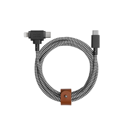 Native Union Belt Cable Duo - kabel USB-C - USB-C / lightning, 1,5 m (zebra) (BELT-CCL-ZEB-NP)