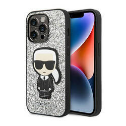 Karl Lagerfeld Glitter Flakes Ikonik - Etui iPhone 14 Pro Max (srebrny) (KLHCP14XGFKPG)